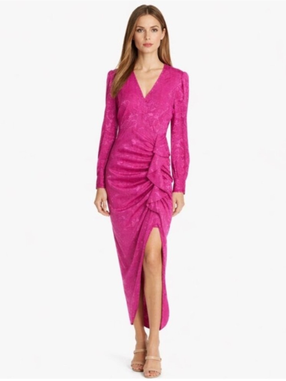 NWT Veronica Beard Weiss Side Ruffle Long Sleeve Silk Blend Dress